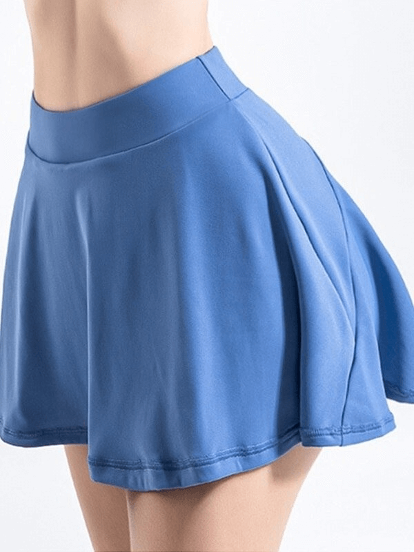 Blue stylish elastic women's tennis shorts-skirt with moisture-wicking pocket, perfect for athletic performance - SF0187